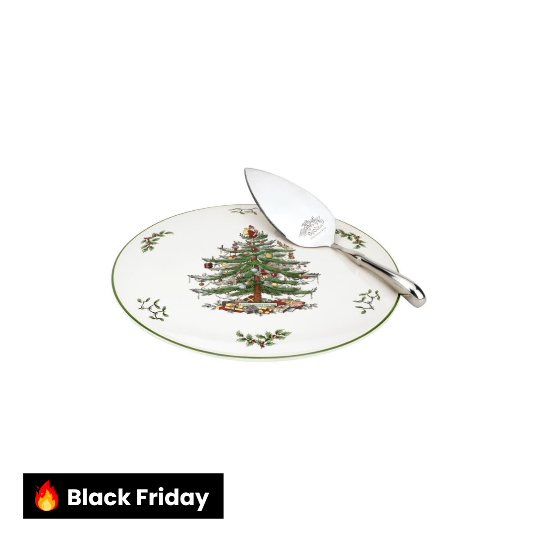 Kit Prato e Servidor para Bolo Natalino – 2 Peças
