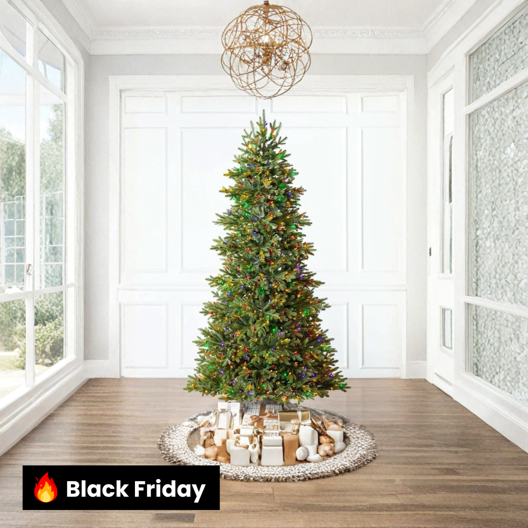 Árvore de Natal Norway Spruce com Galhos Articulados, Suporte Metálico e Micro LEDs Coloridos Embutidos