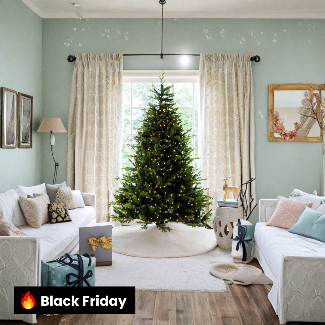 Árvore Rubi Dourado com 800 Luzes Quentes