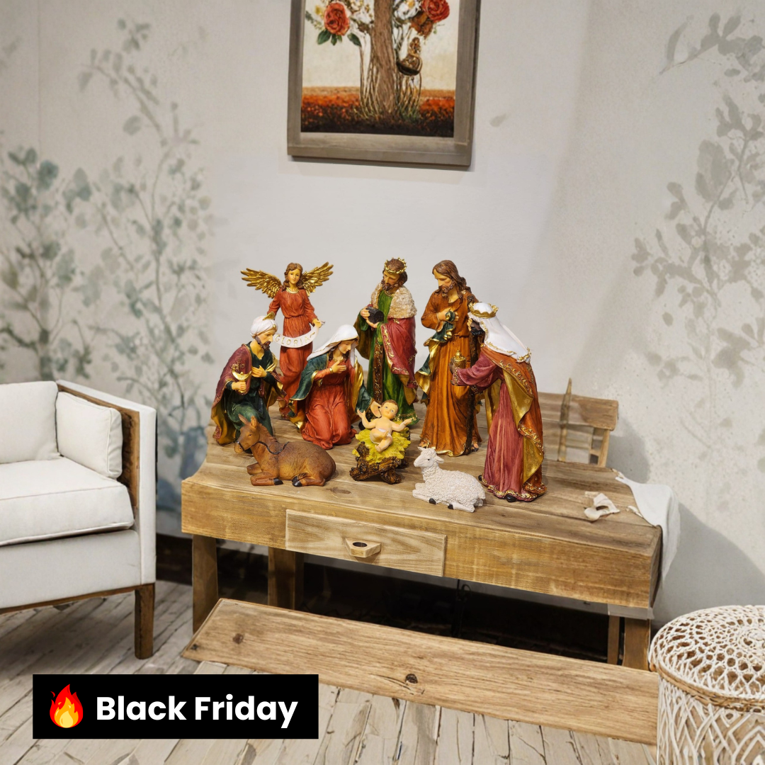 PRESÉPIO DE RESINA DE LUXO 9 PÇS Luxo