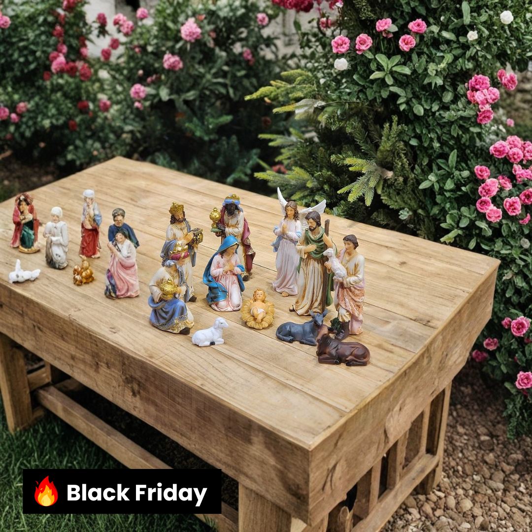 PRESÉPIO DE RESINA LUXO 11 PÇS - 20CM