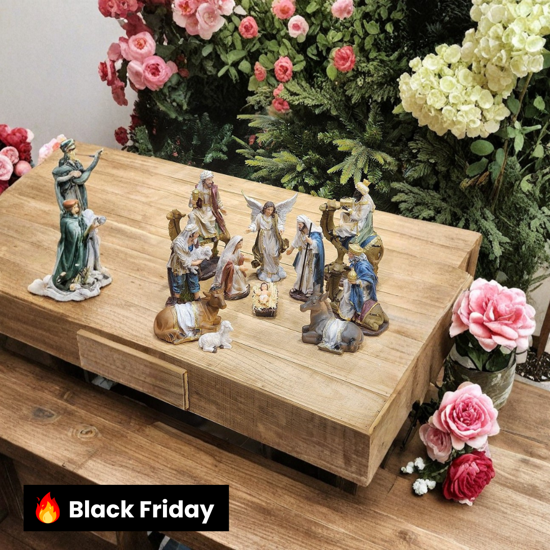 PRESÉPIO DE RESINA LUXO 11 PÇS