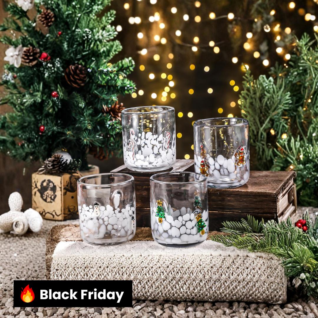Kit Copos de Vidro Natalinos – 4 Peças
