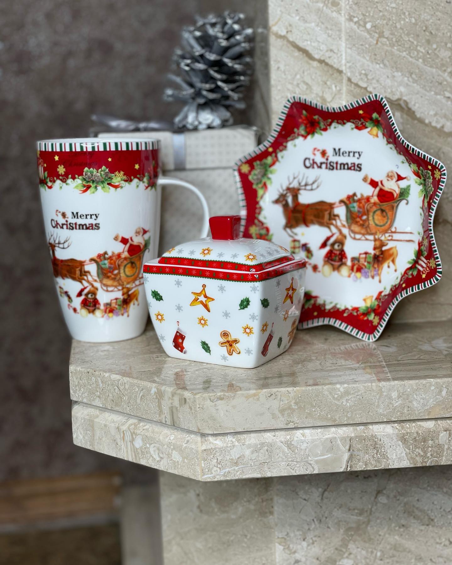 Kit Porcelana Natalina Mini – 3 Peças