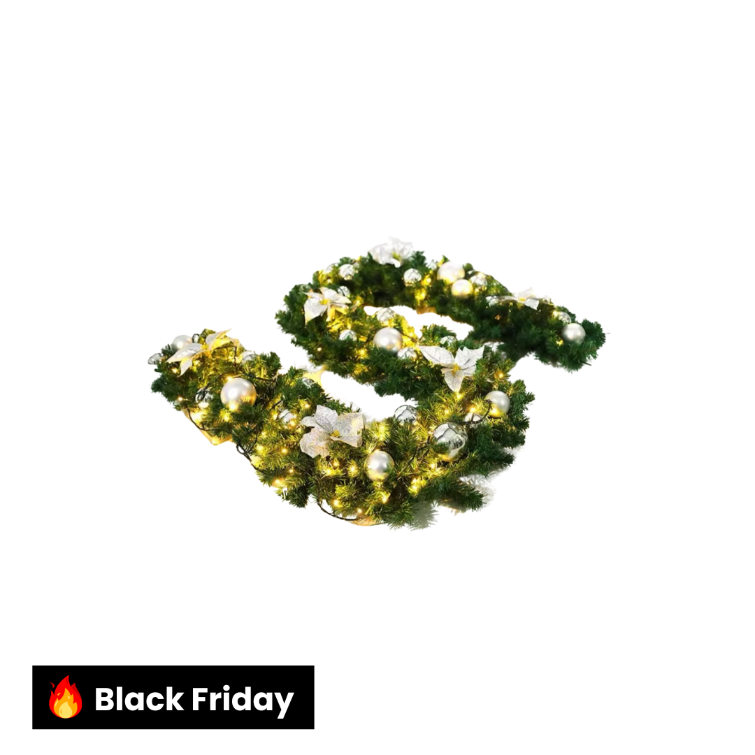 Festão de Natal com Kit led, bolas, enfeites