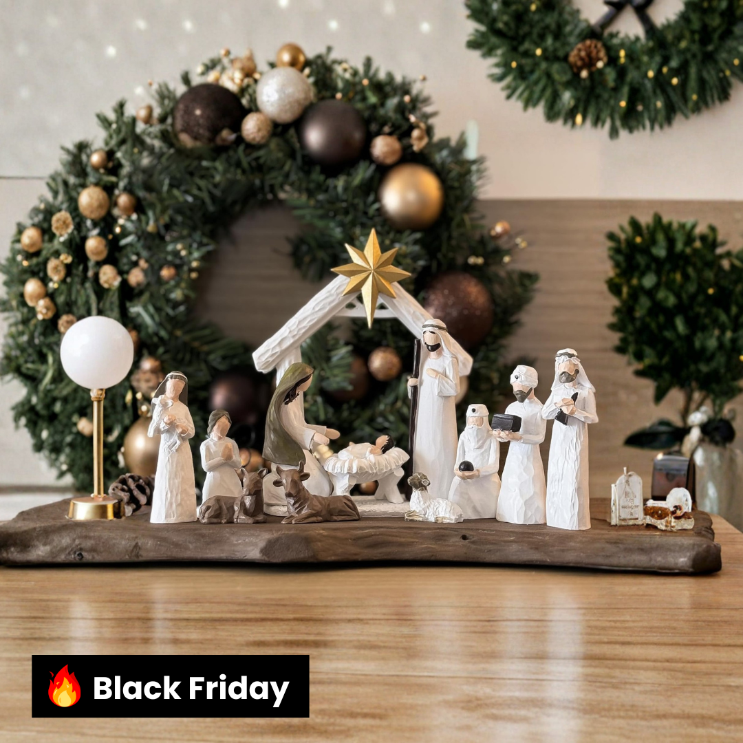Presépio Infantil com Manjedoura e Anjo – 11 Peças