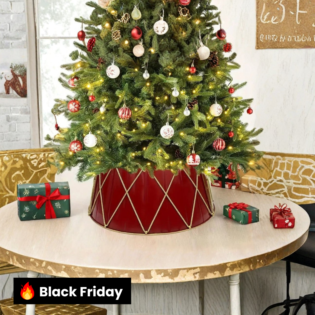 Saia Árvore de Natal de Metal com Detalhes de Corda Dourada 70x50x28cm