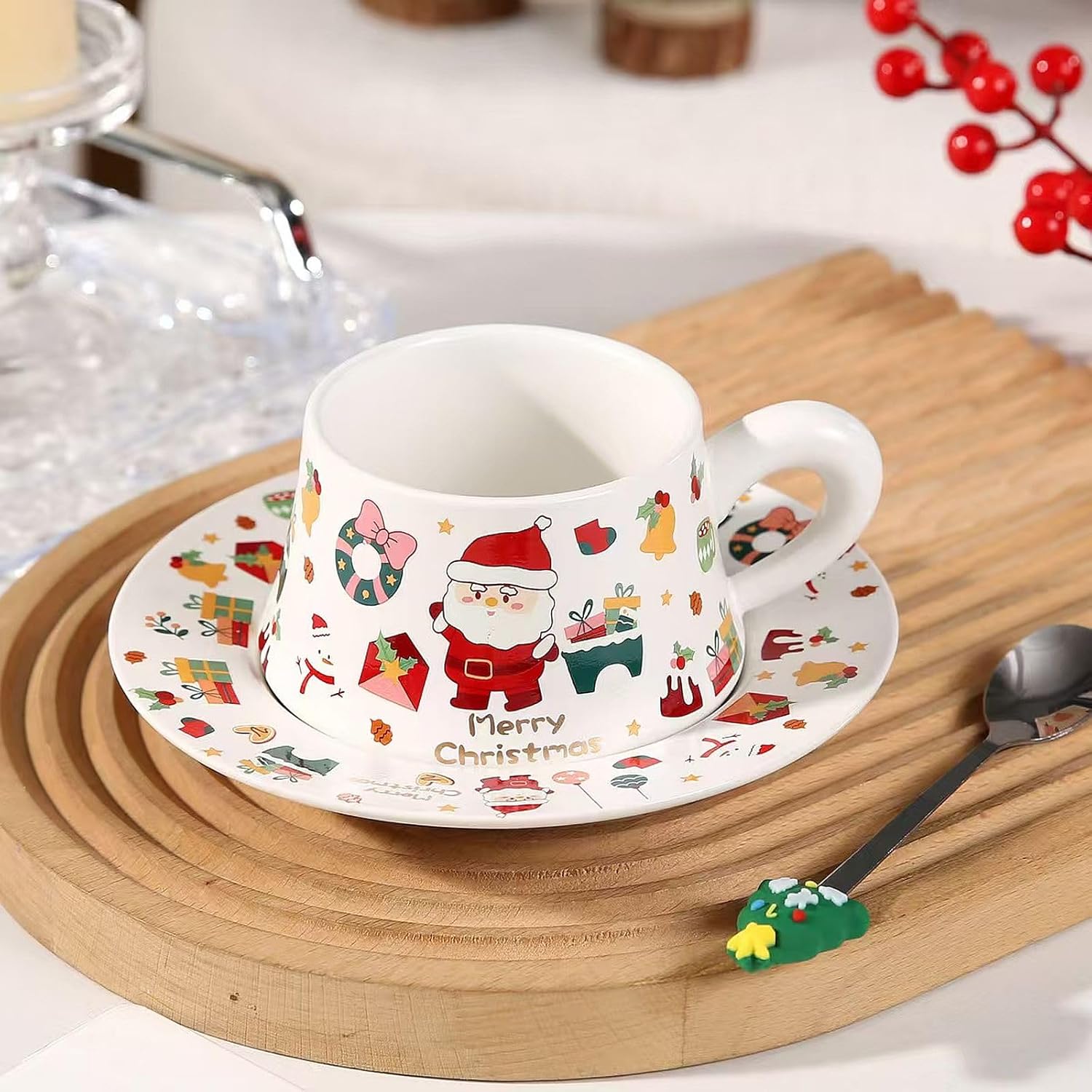 Kit Caneca Casal Natalino com Colher – 2 Peças