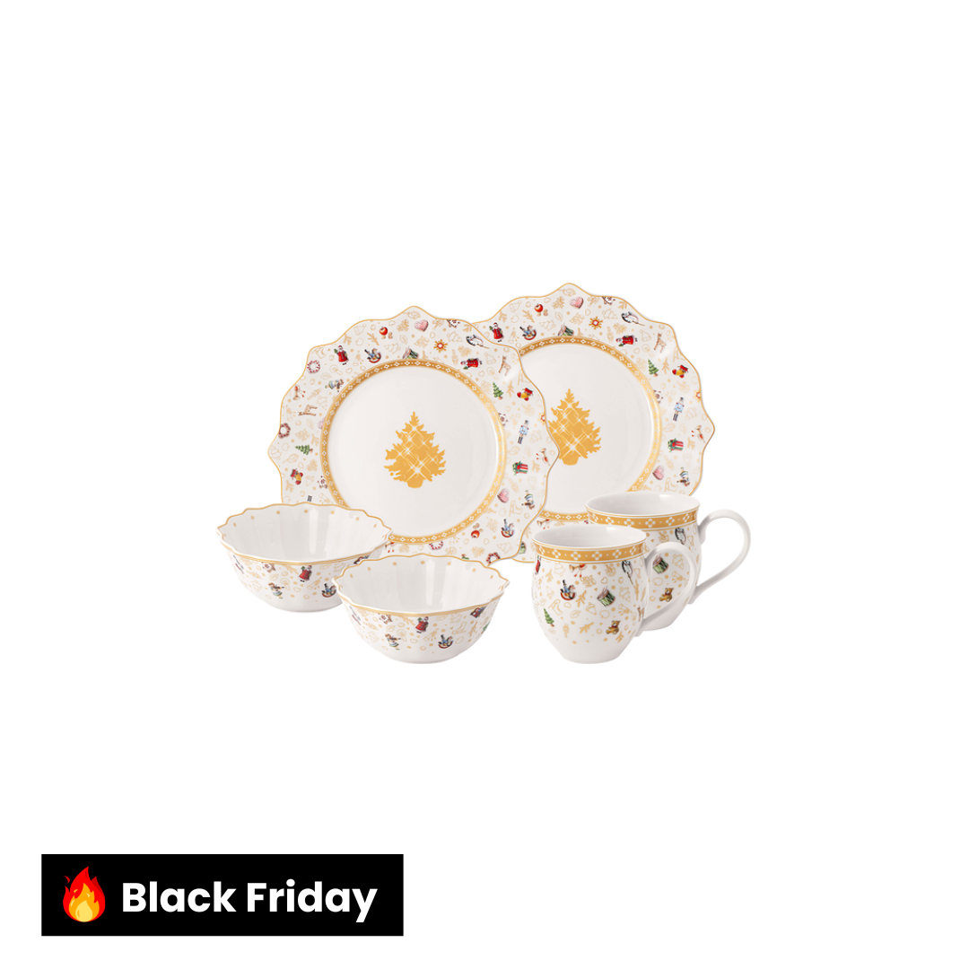 Kit Jantar Natalino Dourado – 6 Peças