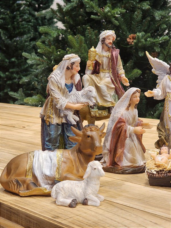 PRESÉPIO DE RESINA LUXO 11 PÇS