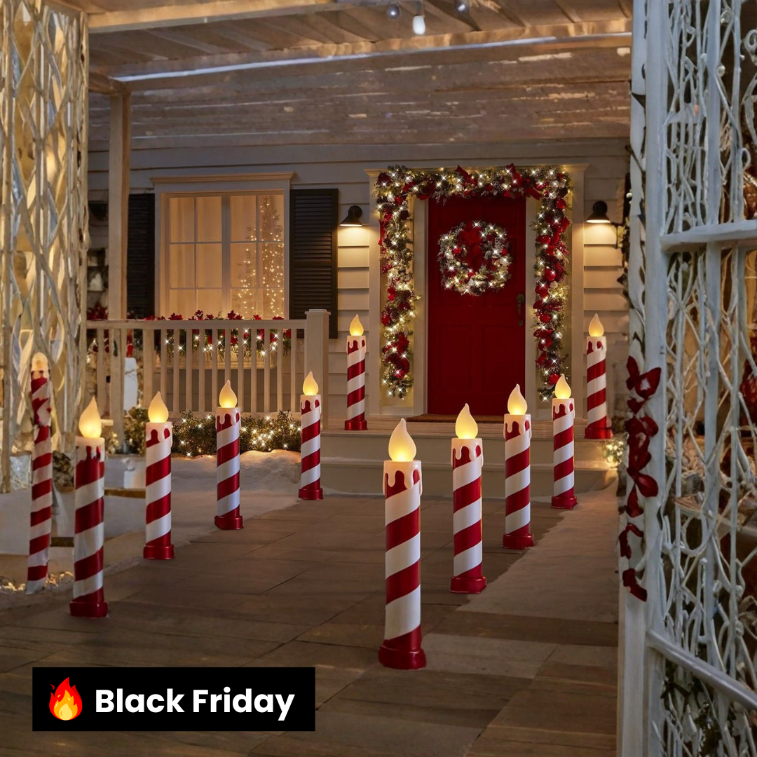 Conjunto de Velas de Bastão de Doces Cintilantes com LEDs – 91 cm