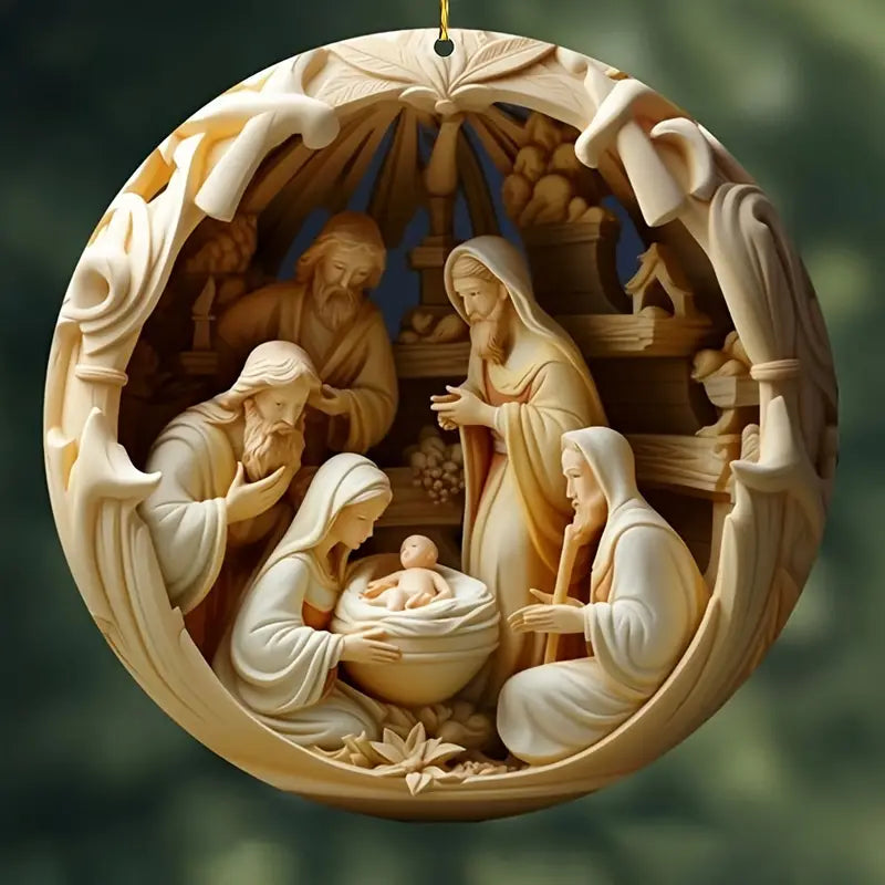 Presépio 12 Peças Enfeites de Madeira 8CM