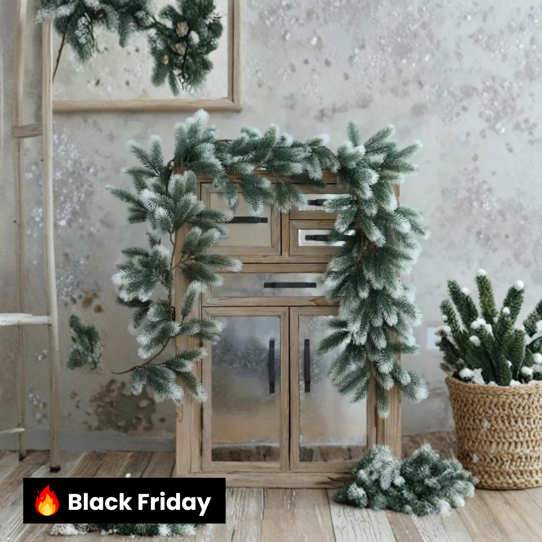 Festão de Natal Realista Verde Nevado