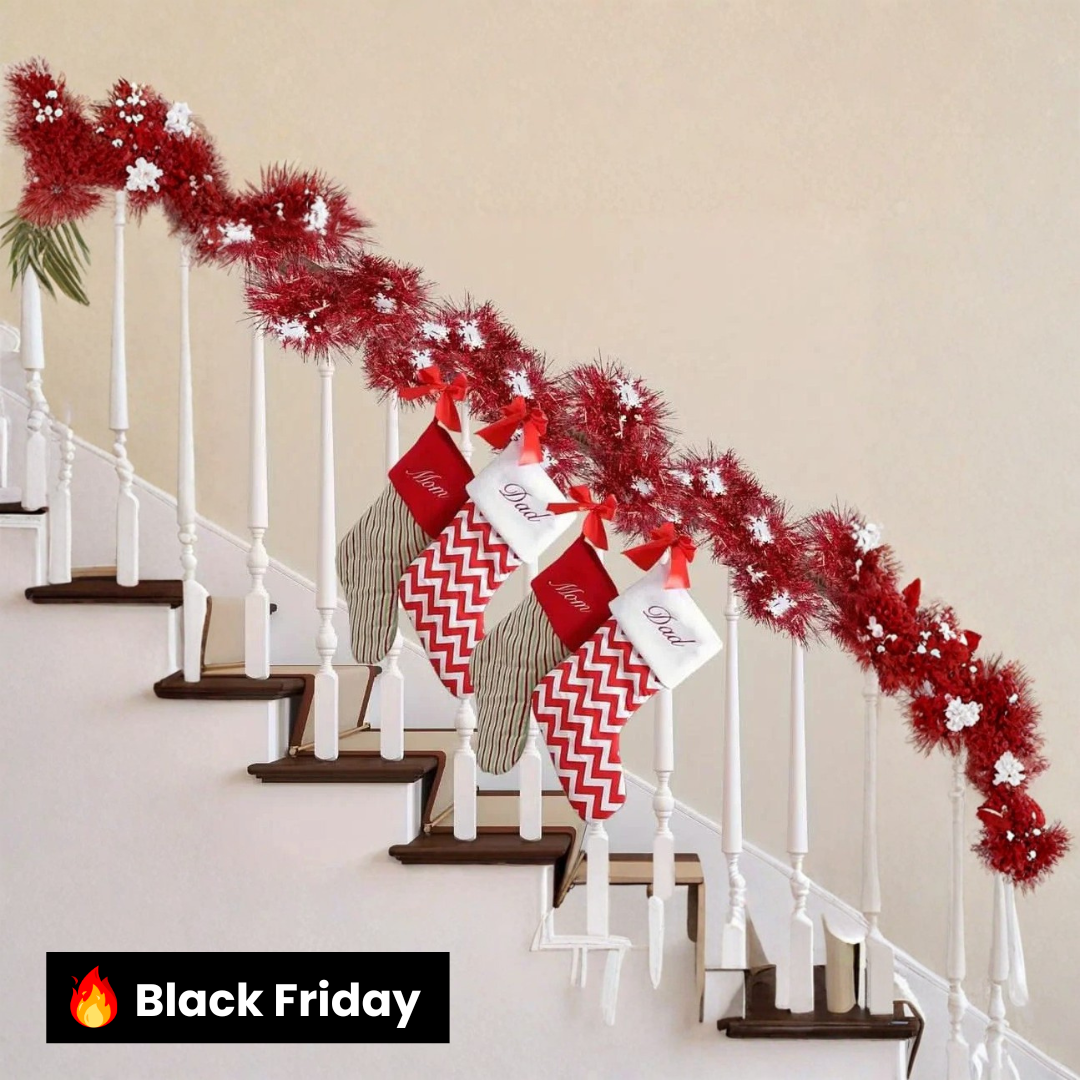 Festão Natalino Fake Vemelho com cristais