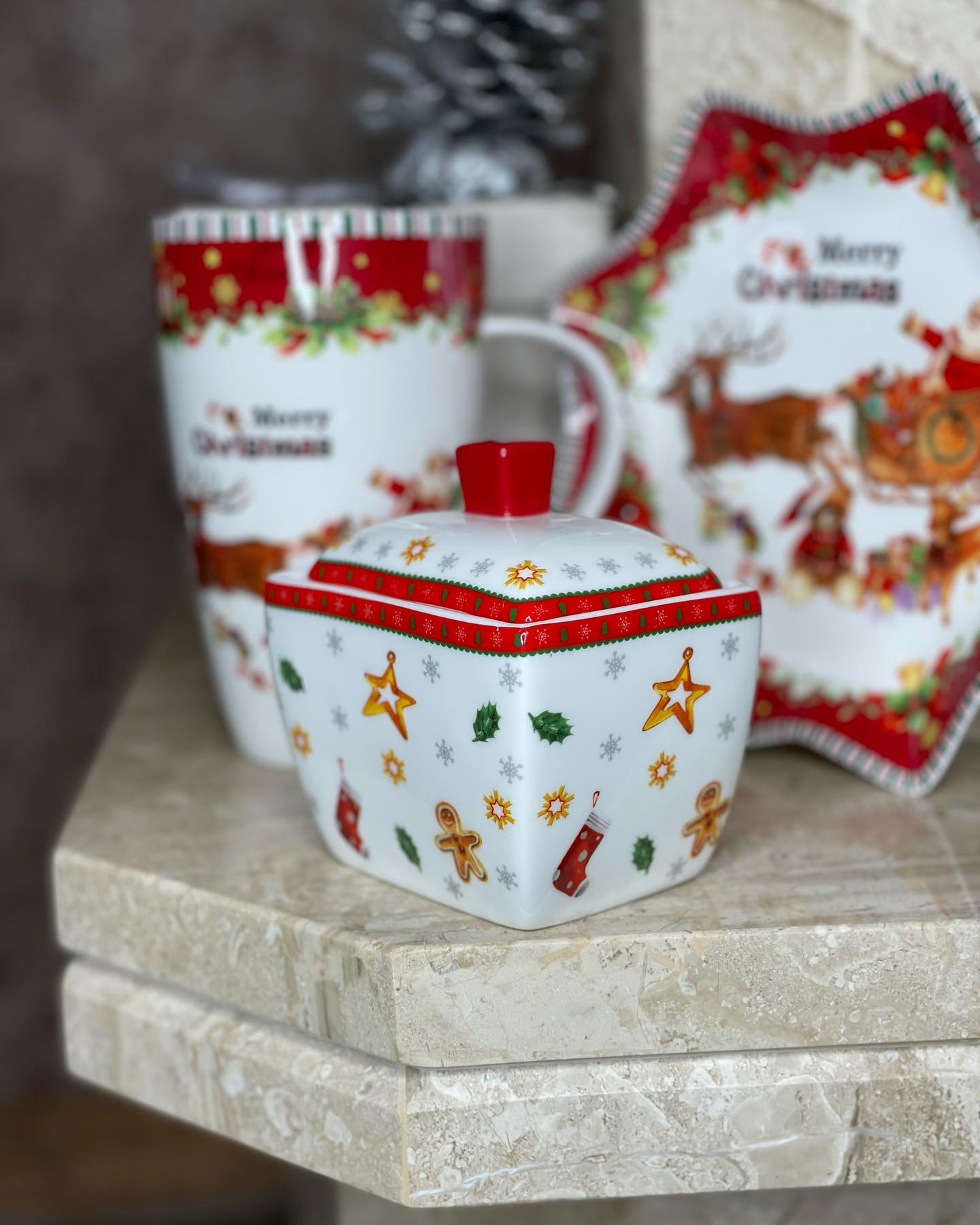 Kit Porcelana Natalina Mini – 3 Peças