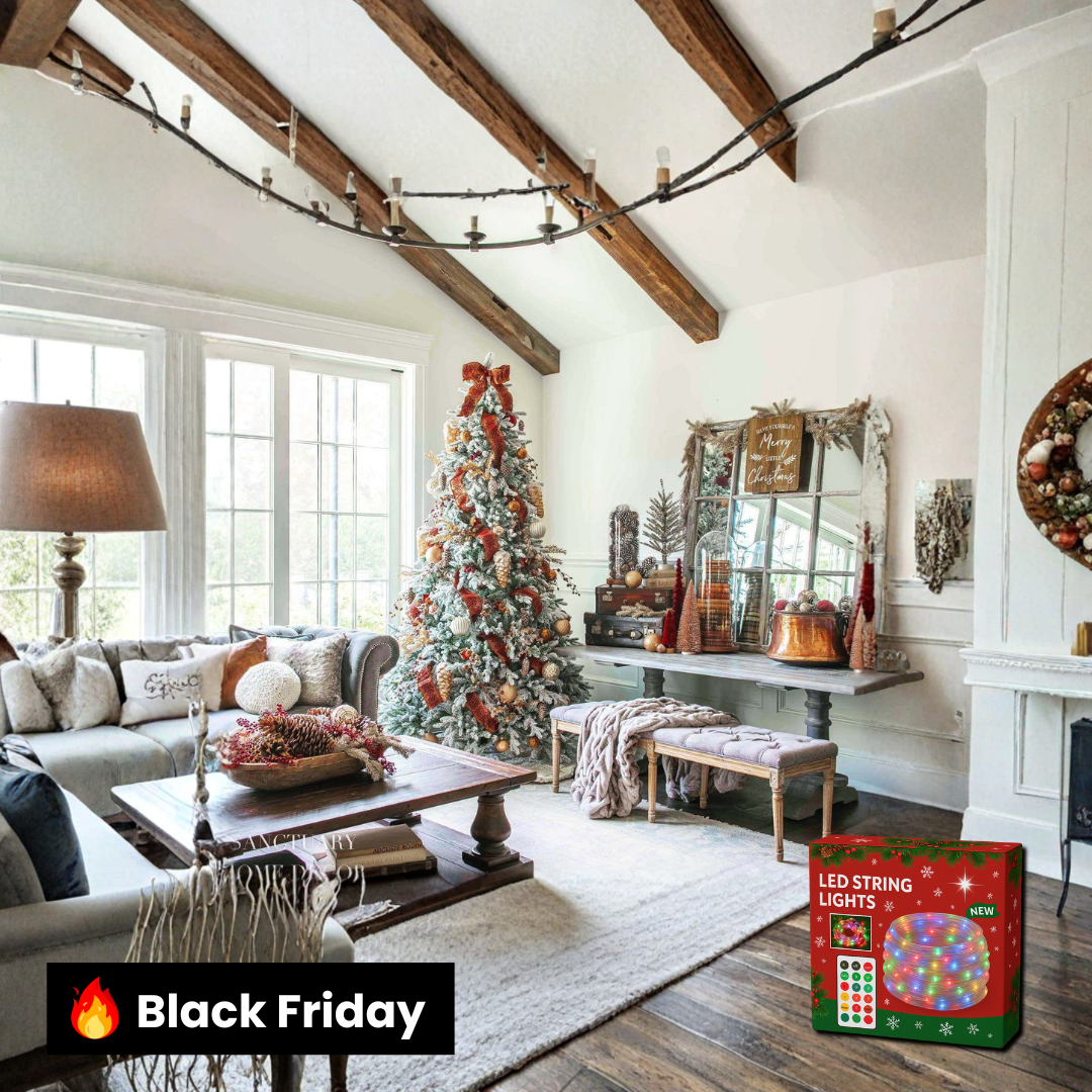 Árvore Queen Flock com Neve [ + LED DE BRINDE ]