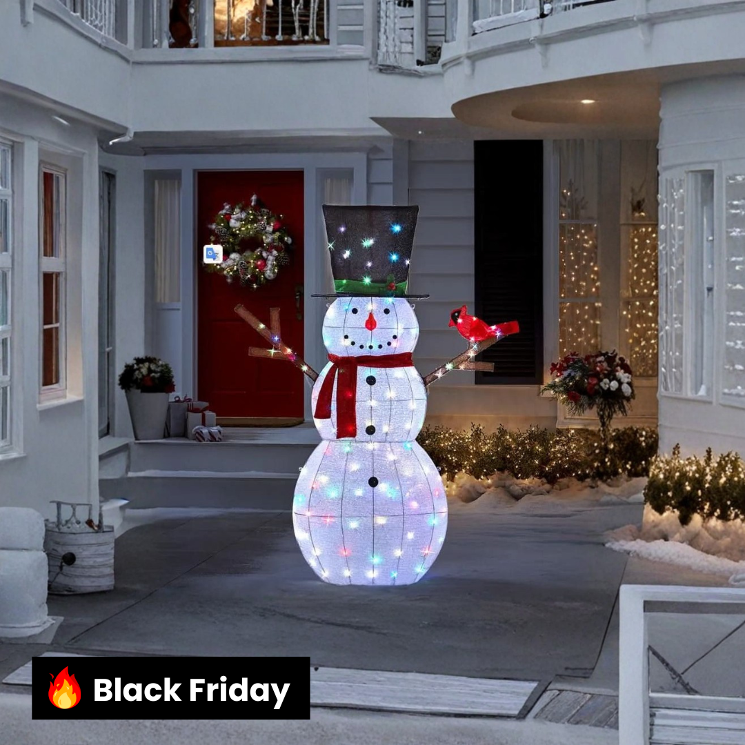 Boneco de Neve Cintilante com 100 LEDs Multicoloridos – 1,82 m