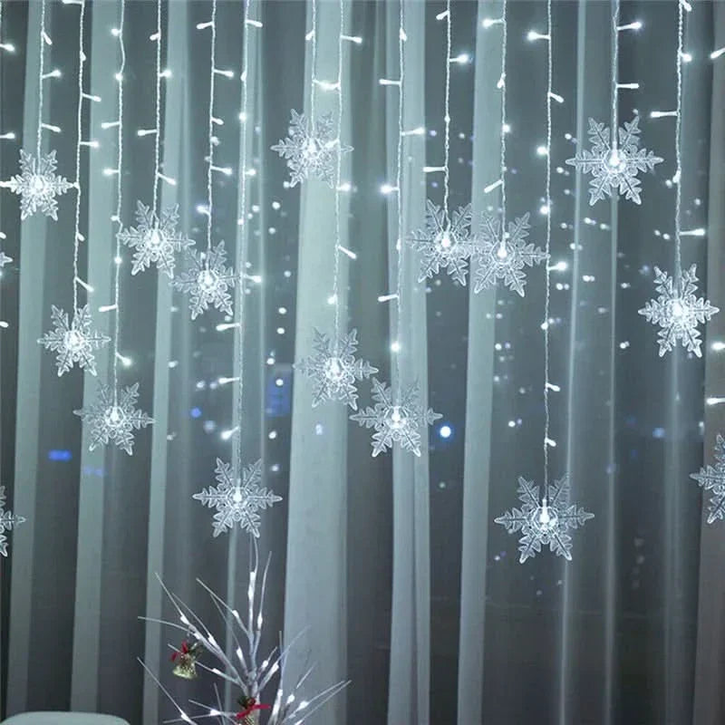 Cortina de Luzes LED Floco de Neve – Magia Natalina em Cada Detalhe